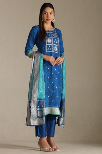 Soch Women's Organza Salwar Suit Set (EWA5CD22244_Blue