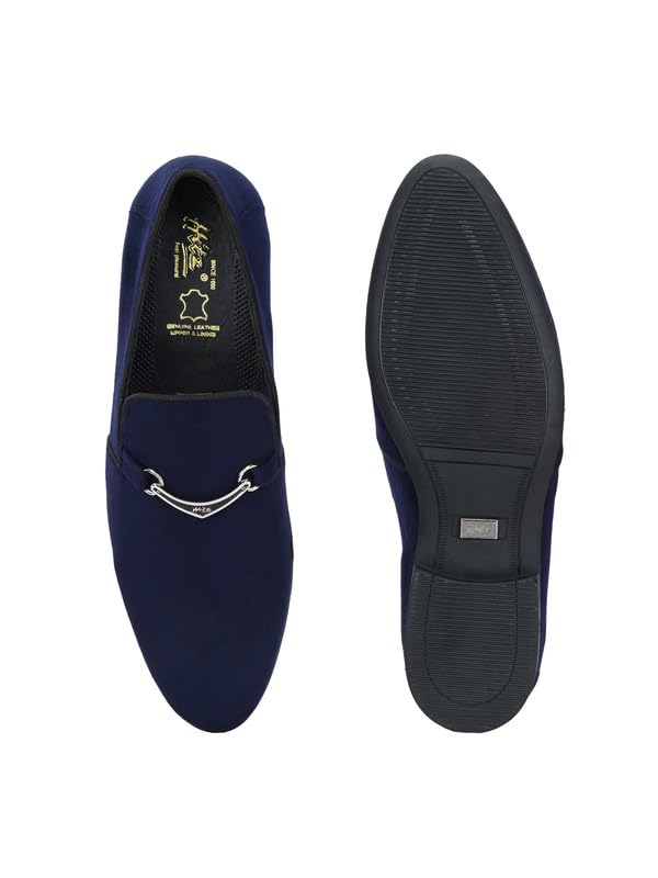 HITZ Men's Blue Leather Slip-On Shoes - UK 11