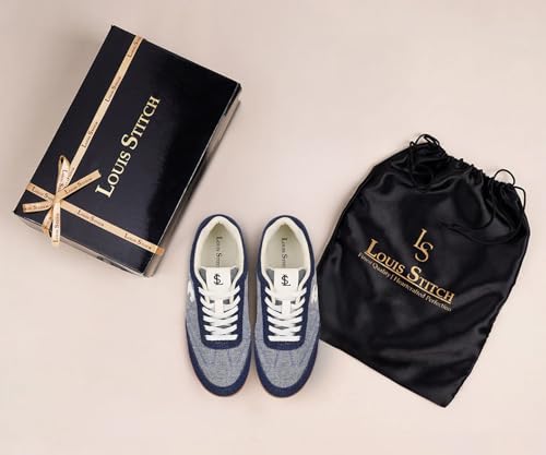 LOUIS STITCH Women’s Navy Blue Casual Lightweight Denim Sneakers | Ortholite Cushioned Comfort | Dual-Color TPR Sole | Lightweight & Comfortable Casual Lace-Up Shoes | LSD-SNK-DNM-NBU | UK-3