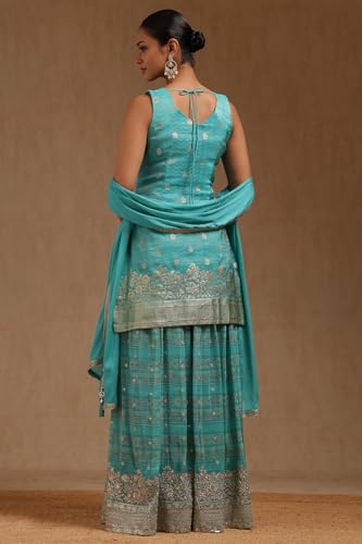 Soch Women's Brocade Salwar Suit Set (OWA5CD22390_Turquoise Blue