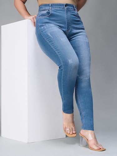 Miss Chase A+ Women's Skinny High Rise Clean Look Regular Stretchable Denim Jeans (APAW18DEN02-79-329-40, Steel Blue, 40)
