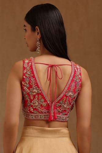 Soch Womens Fuchsia Crepe Embroidered Padded Blouse with Cutdana