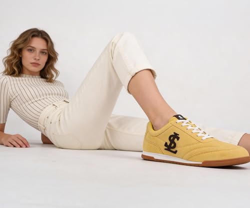 LOUIS STITCH Women’s Yellow Casual Lightweight Sneakers | Ortholite Cushioned Comfort | Dual-Color TPR Sole | Lightweight & Comfortable Casual Lace-Up Shoes | LSD-SNK-NBL-YL | UK-3