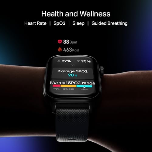 Boat Storm Infinity Plus Smartwatch with 20 Days Battery, ASAP™ Charge, 4.97 cm HD Display, Functional Crown, Multiple Sports Modes, BT Calling, SOS, IP68, Heart Rate & SpO2 Monitor (Active Black)