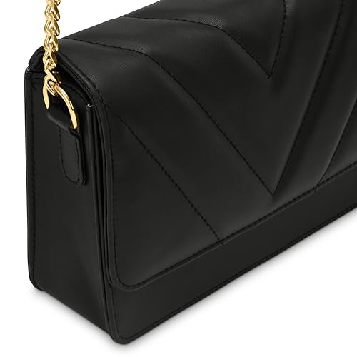 Fastrack Quilted Brunch Sling Bag for Women, Girls and Ladies | Ladies Purse Handbag | Made of Faux Leather Black