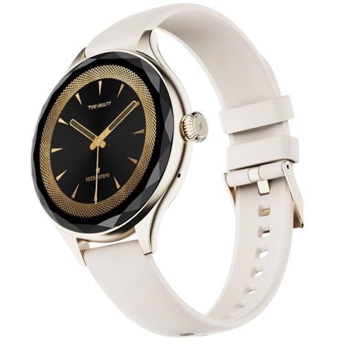 Fire-Boltt Phoenix Aura Women Smart Watch with 1.26” Diamond-Cut HD Display, Rotating Crown, Wireless Charging, Bluetooth Calling, Voice Assistant, 120+ Sports Modes - Ivory White
