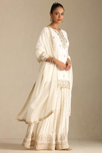 Soch Women's Chinon Salwar Suit Set (OWS5CD21900_Off White
