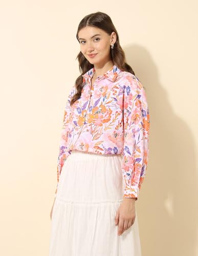 U.S. POLO ASSN. Relaxed Fit Floral Printed Shirt (UWSS25SHT187_Multi-Colour_L)