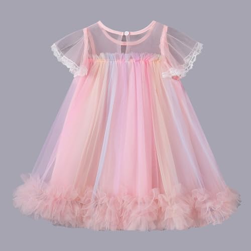 Hoscotch Girls Embellished Pink Short Sleeves Party Dresses for Ages (12-18 Months)