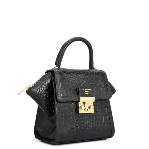 Da Milano Leather Shoulder Bag for Women - Black (LB-02419)