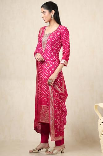 Soch Women's Organza Salwar Suit Set (EWS5CD21701_Fuchsia