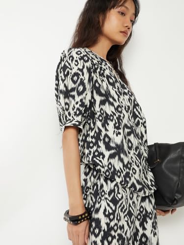 Max Women Printed Top(Black_XXL)