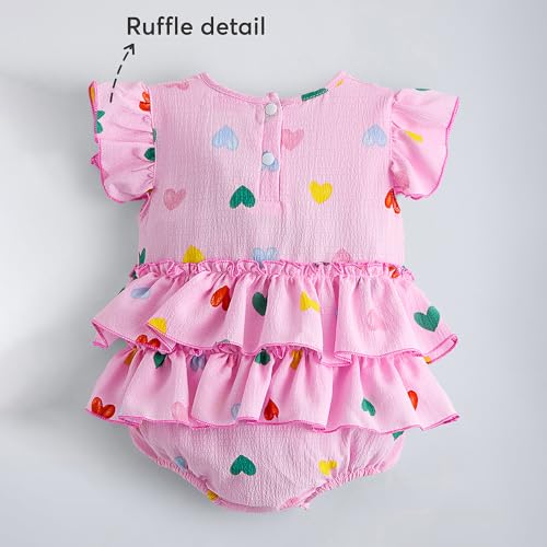 Hopscotch Bow Applique Heart Onesie with Headband (12-18 Months)