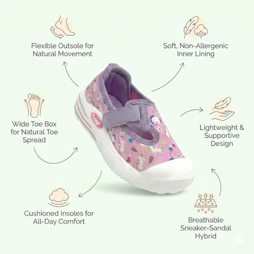 KazarMax By Hopits EasyFlex Tots Pink with Unicorn Print Toddler Sneaker Sandals- 6 Kids UK
