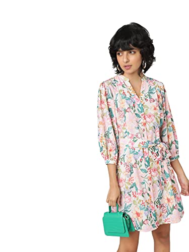 Only Women's Mini Length Polyester Shift Multicolor Dress_Small