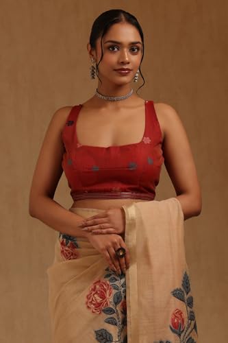 Soch Womens Beige Chanderi Woven Design Saree