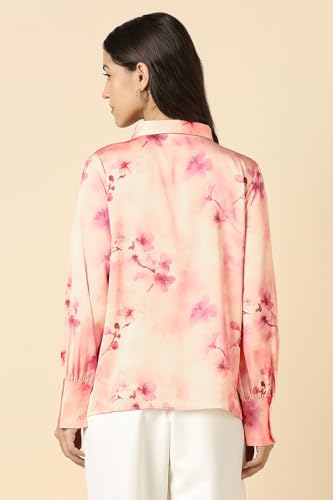 Women Peach Print Long Sleeves Shirt