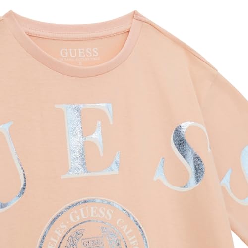 GUESS Peach Creme Pure Cotton Printed Oversize T-Shirt