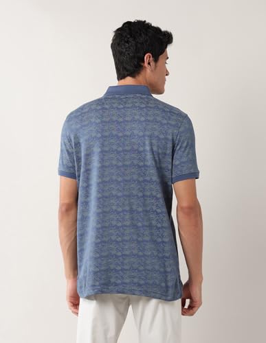 Arrow Sports Men's Floral Regular Fit Polo Shirt (ASAJTS3489_Indigo