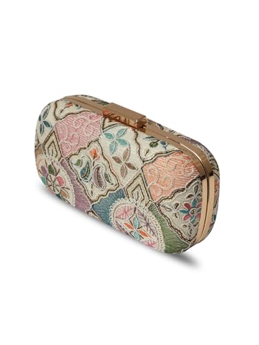 THE TAN CLAN Mughal Long Clutch for women Purses Luxury Evening Handbags for ladies with Detachable Handle