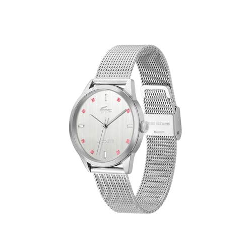 Lacoste Gemala Qtz Basic Silver White Round Dial Women's Watch|Stainless Steel Material|Multi Color Band - 2001342