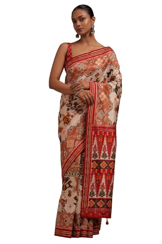 Soch Womens Multicolour Dola Silk Ethnic Motifs Saree With Stone Work