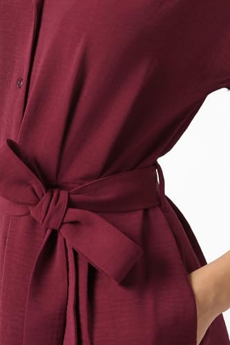 Women Maroon Solid Casual Dress