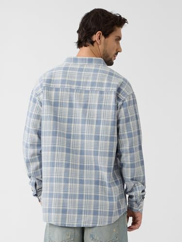 The Souled Store Plaid Shirt: Skyfall Men and Boys Long Sleeves Collared Neck Button Front Cotton Utility Shirts
