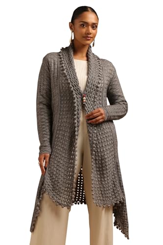 Soch Womens Grey Acrylic Crochet Winter Shrug