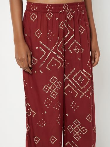 Max Women Printed Straight Kurta Set (Red_S)