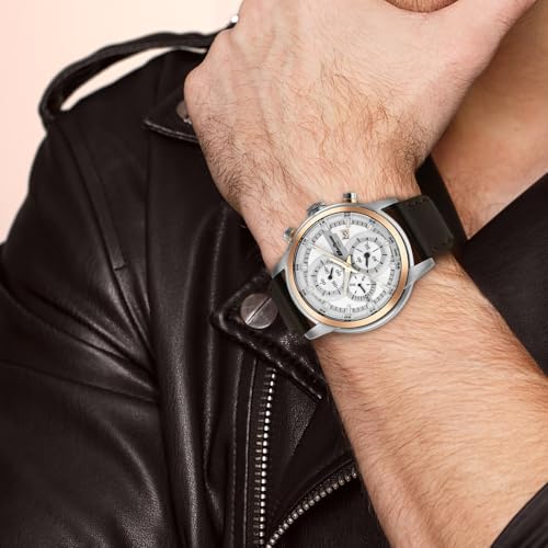 Titan Octane Quartz Chronograph with Date Silver Dial Brown Leather Strap Watch for Men - NT90086KL02