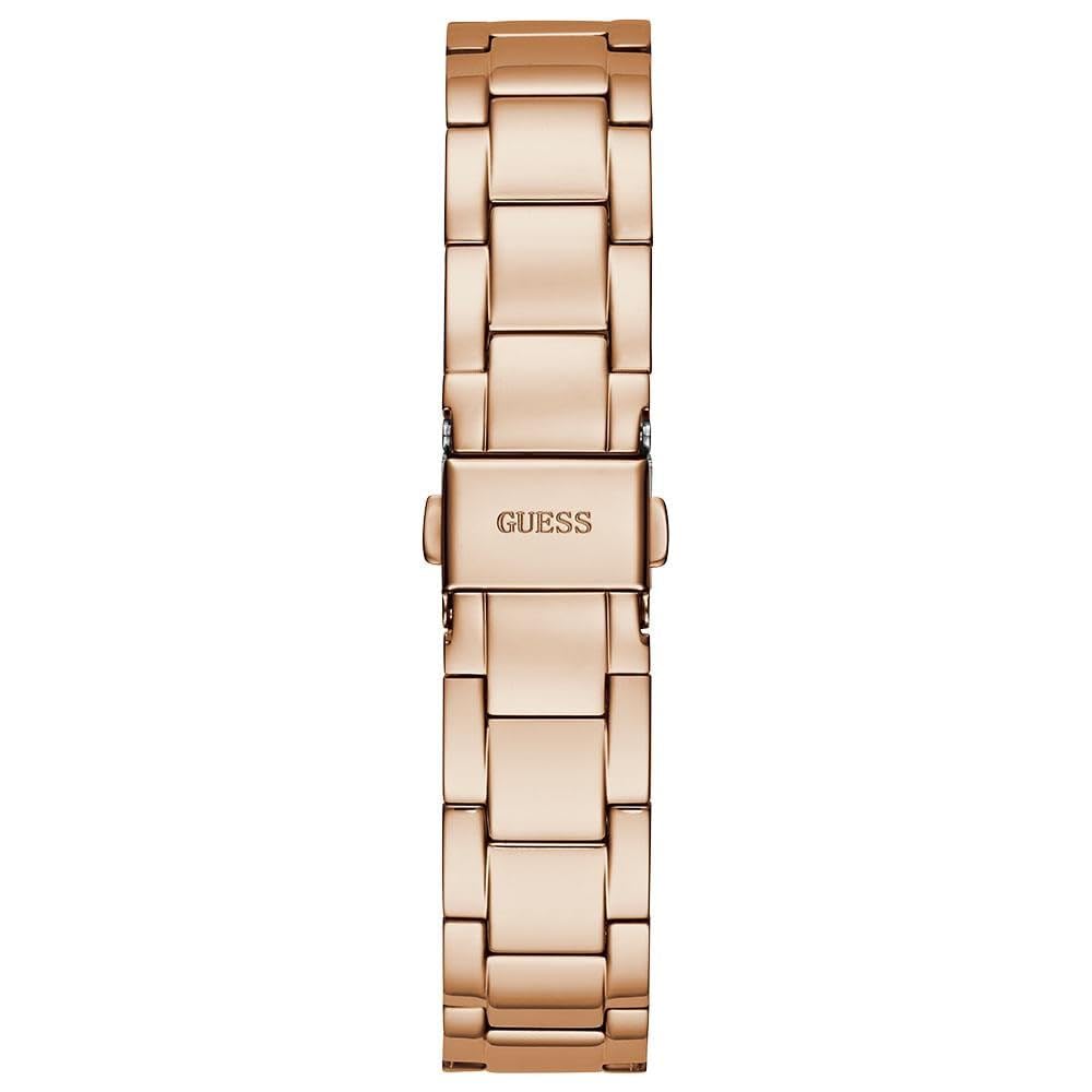 GUESS Analog Unisex Adult Watch (Gold Dial Rose Gold Colored Strap) Stainless Steel