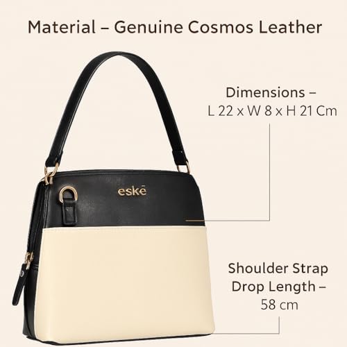 eske Mini Shoulder Bag for Women | Vegan Leather Sling Crossbody | Adjustable Strap | 2 Zip Pockets | 1 Slip Pocket | Lightweight Small Purse for Daily, Travel & Casual Use (Black Vanilla)