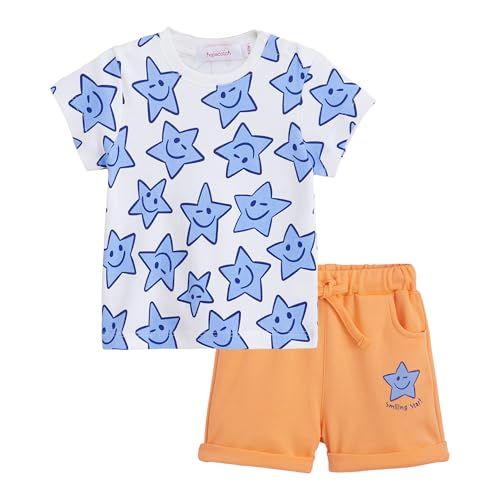 Hopscotch Baby Boys All Over Print Print Short Sleeves White Short set For Ages (6-9 Months)