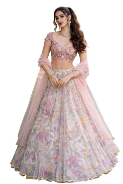 RANGOLI ART Lehenga Choli For Womens Pure Chinon Silk Fabric With Beautiful Embroidey Work Chaniya choli wedding-letest-fashion Light Colour