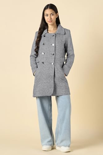 Women Navy Textured Casual Jacket