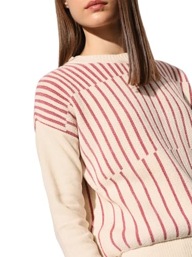 ONLY Women's Polyester Round Neck Pullover Sweater (9005687-Cloud Dancer_Cloud