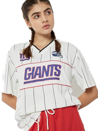 Max Women NFL Printed Boxy T-Shirt (Off White_M)