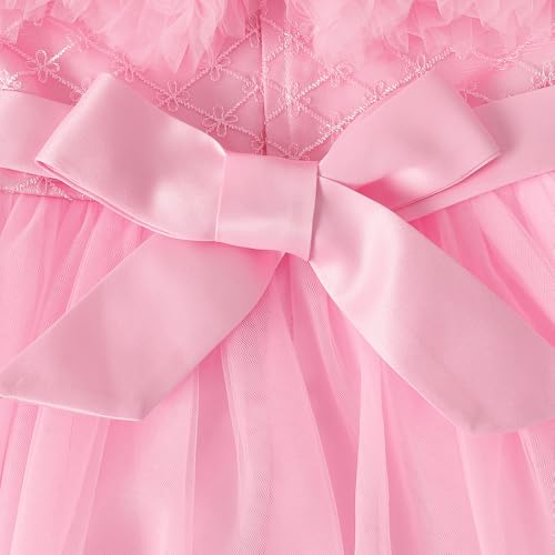 Hopscotch Girls Pink Short Sleeves Ruffle Trim Cold Shoulder Gown for Age (3-4 Years)