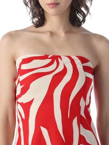 ONLY Women Abstract Print Fit and Flare Red Dress