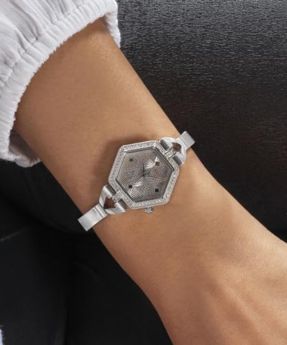 GUESS Gb Audrey Women Silver Tone Tonneau Dial Analog Watch - GW0680L1