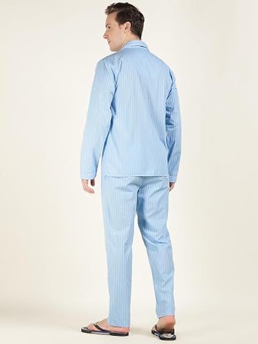 Hancock Men Cotton Striped Night Suit Multicolor Size L