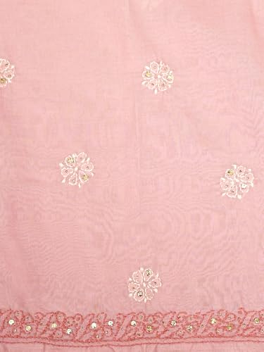 Ada Hand Embroidered Lucknowi Chikankari Unstitched Cotton Dress Material Suit Piece with Dupatta for Women with Muqaish Work 01A669328 Pink