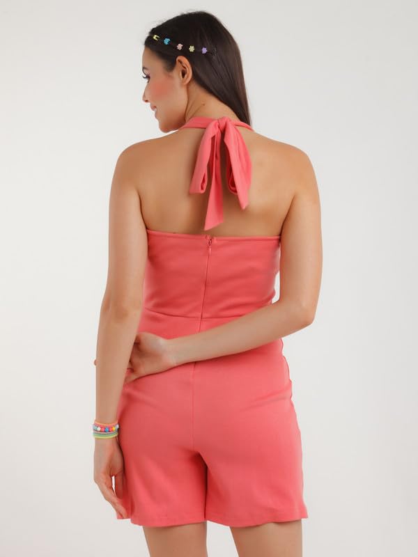 Zink Z Women's Pink Solid Fitted Playsuit