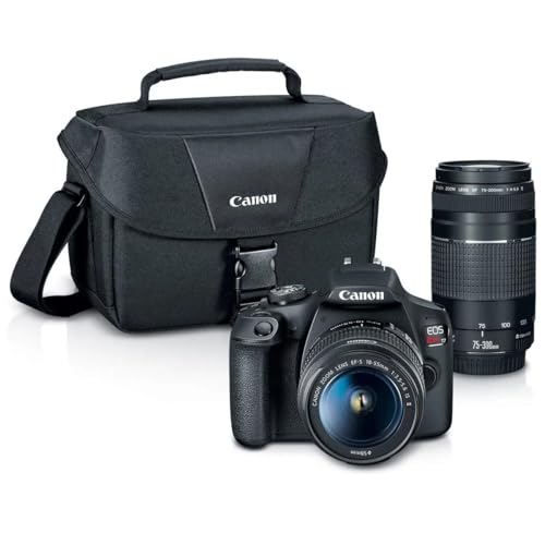 Canon EOS Rebel T7 DSLR Camera with 2 Lens EF-S 18-55mm + EF 75-300mm Lens, Bundle with 32GB Card, Filter Kit, PC Software Package, 1-Year Limited Warranty