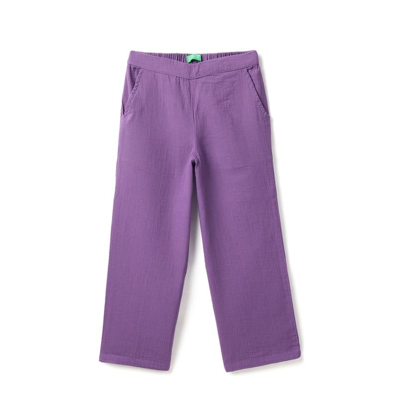 United Colors of Benetton Solid Regular Fit Crinkle Trousers