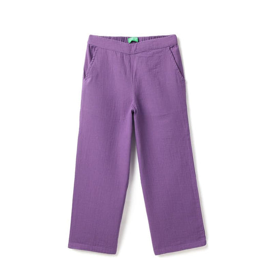 United Colors of Benetton Solid Regular Fit Crinkle Trousers