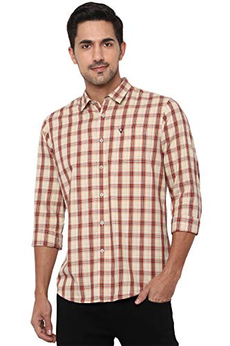 Allen Solly Cotton Men's Regular Fit Shirt (ALSFCUCUFW11019_Beige 42)