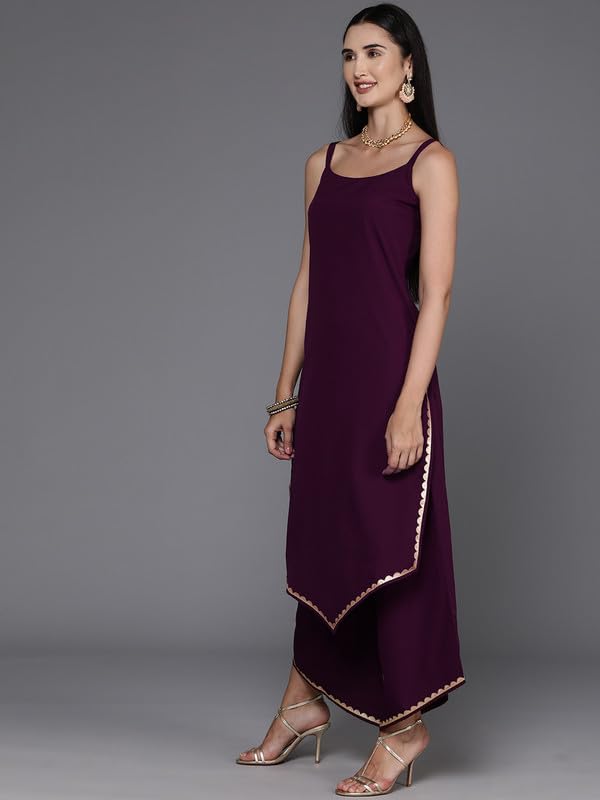 Ahalyaa Women's Polyester Kurta Set (AHKUDUPZ-COMBO-701-SS-25_Burgundy