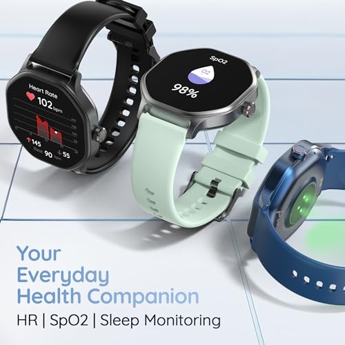 Pebble Hive Octa Display Smartwatch | BT Calling | Functional Rotating Crown | Multi Sports Modes | Sleep Monitoring | Health Suite | Customizable Watch Faces | in-Built Games & World Clock - Blue